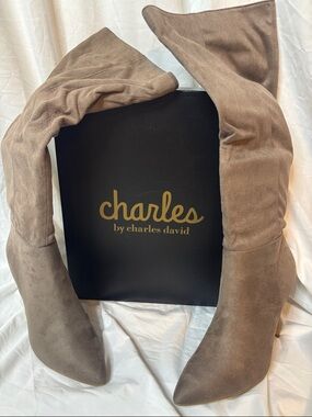 Charles by Charles David Taupe Microsuede Knee Boot (Daya)